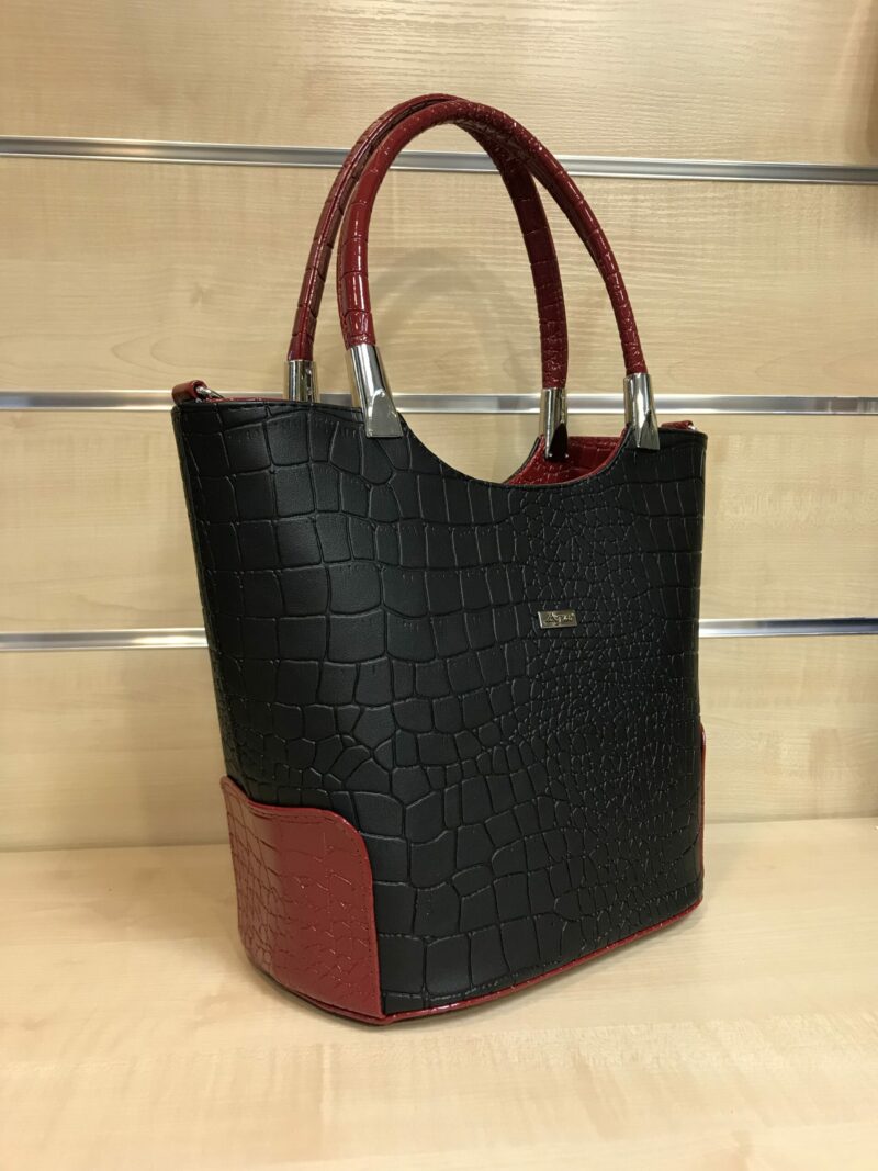 nr 1398 Czarny krokodyl mat + bordo - obrazek 2