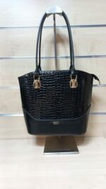 nr 1352 Czarny + czarny krokodyl ze złotymi okuciami