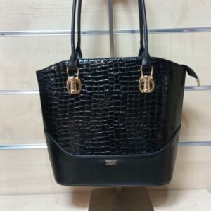 nr 1352 Czarny + czarny krokodyl ze złotymi okuciami